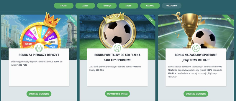 22Bet PL zakłady bukmacherskie online i bonusy kasynowe